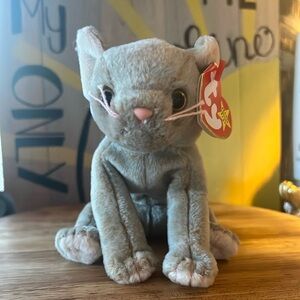 Ty Beanie Baby Gray Cat Plush Super Cute detailed Paws 🐾